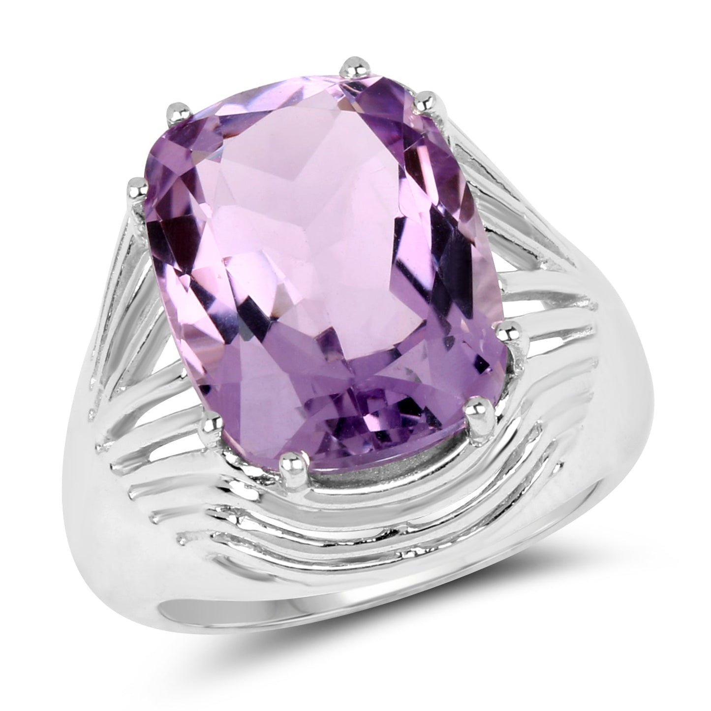 Bague en argent sterling avec améthyste véritable de 10,02 carats