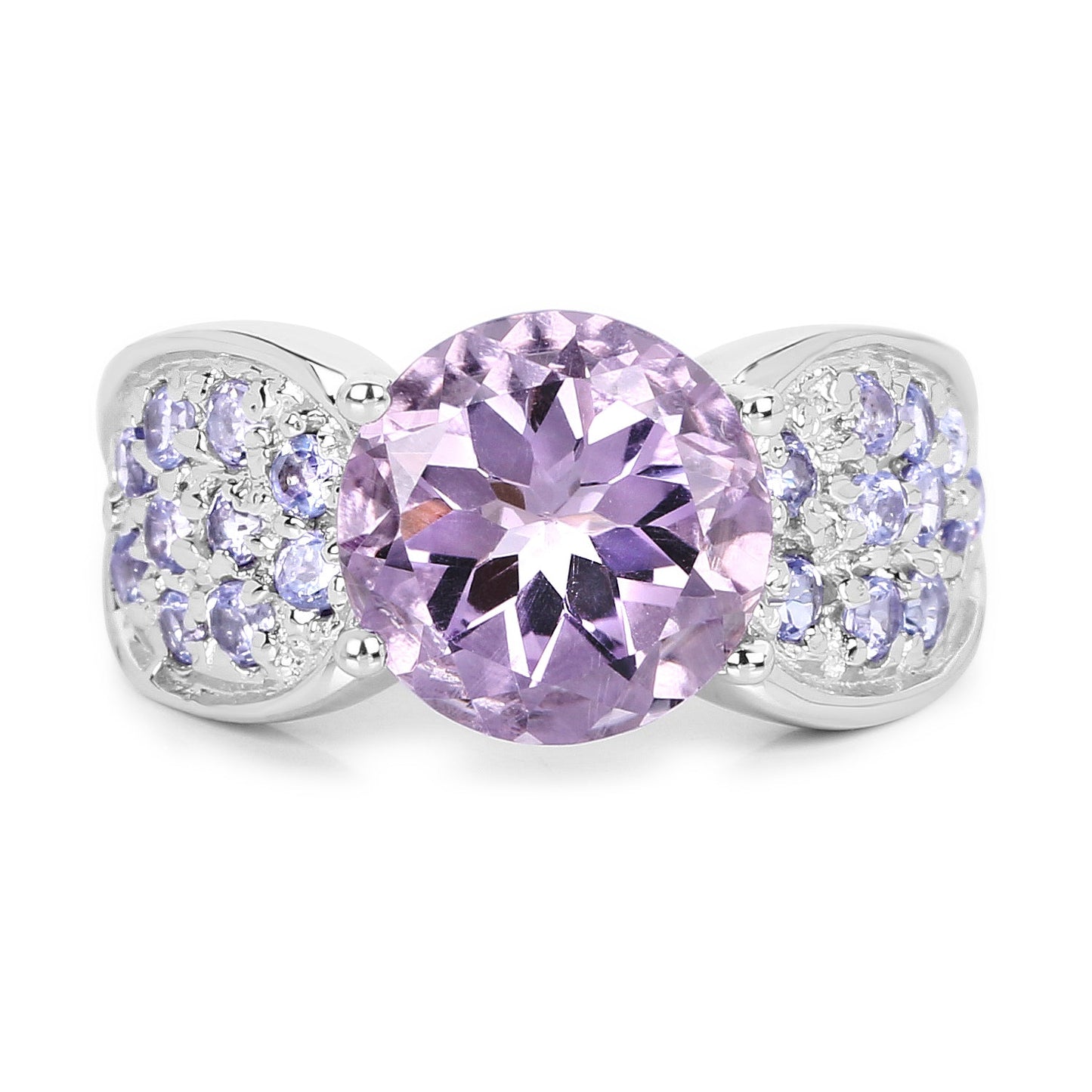 4.07 Carat Genuine Amethyst & Tanzanite Sterling Silver Ring