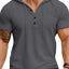 Camiseta Henley con Capucha Casual para Hombre en Tallas Grandes