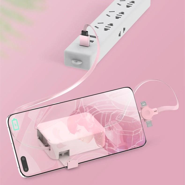 4-in-1 Retractable USB Cable with Phone Stand and Storage Box