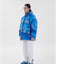 Snow Mountain Blue Embroidered Cotton Puffer Jacket