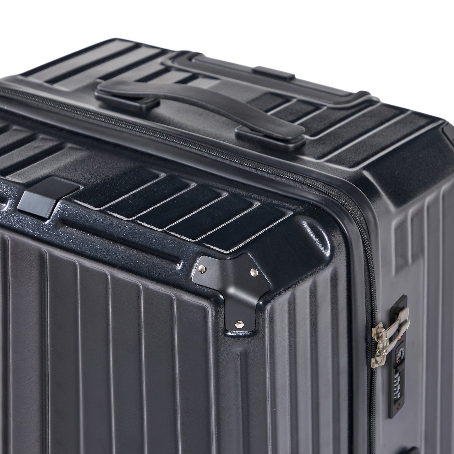 Luggage Set 4 pcs (20"/24"/29"/Travel Bag), PC+ABS Durable Lightweight Luggage with Collapsible Cup Holder TSA Lock, Black - Korvel
