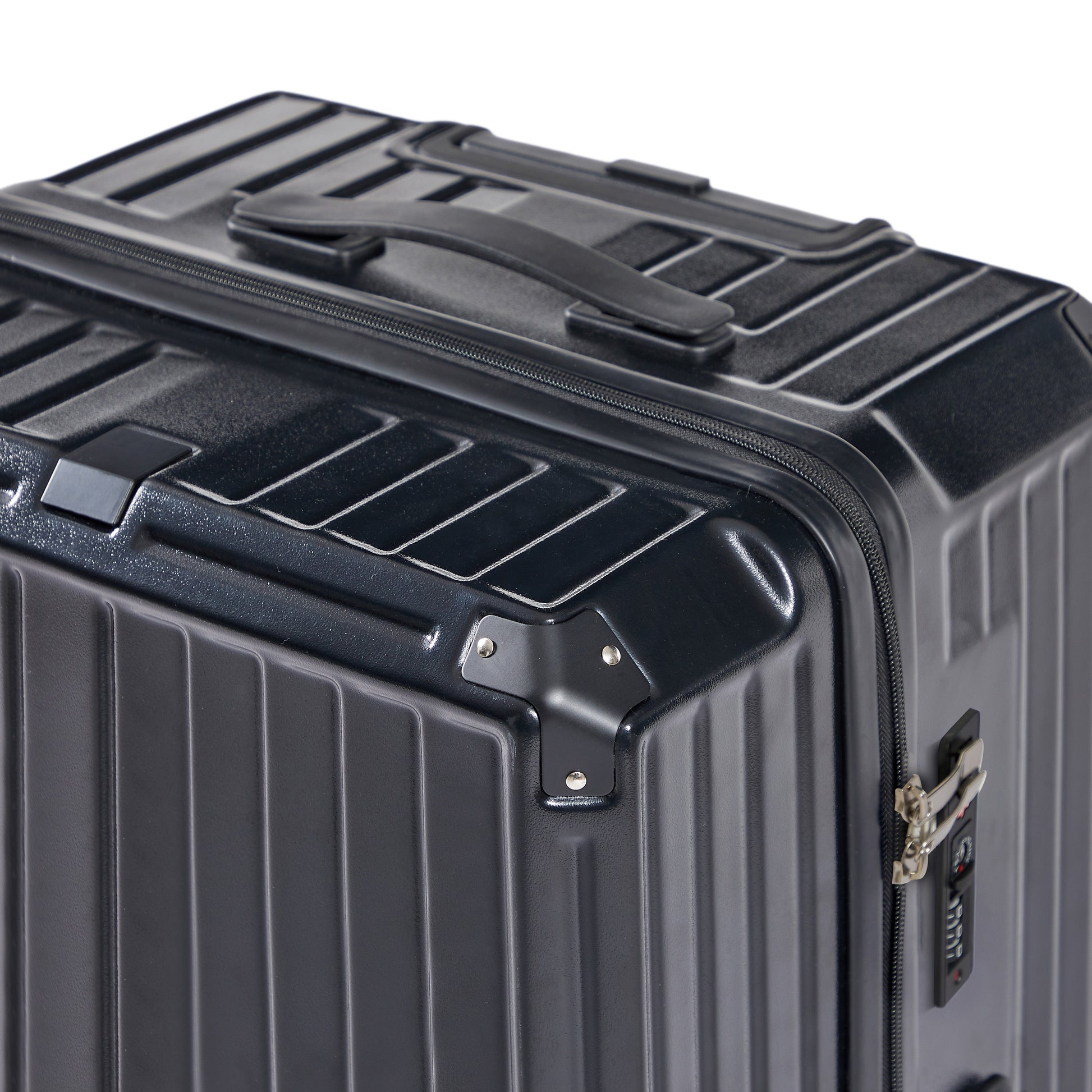 Luggage Set 4 pcs (20"/24"/29"/Travel Bag), PC+ABS Durable Lightweight Luggage with Collapsible Cup Holder TSA Lock, Black - Korvel