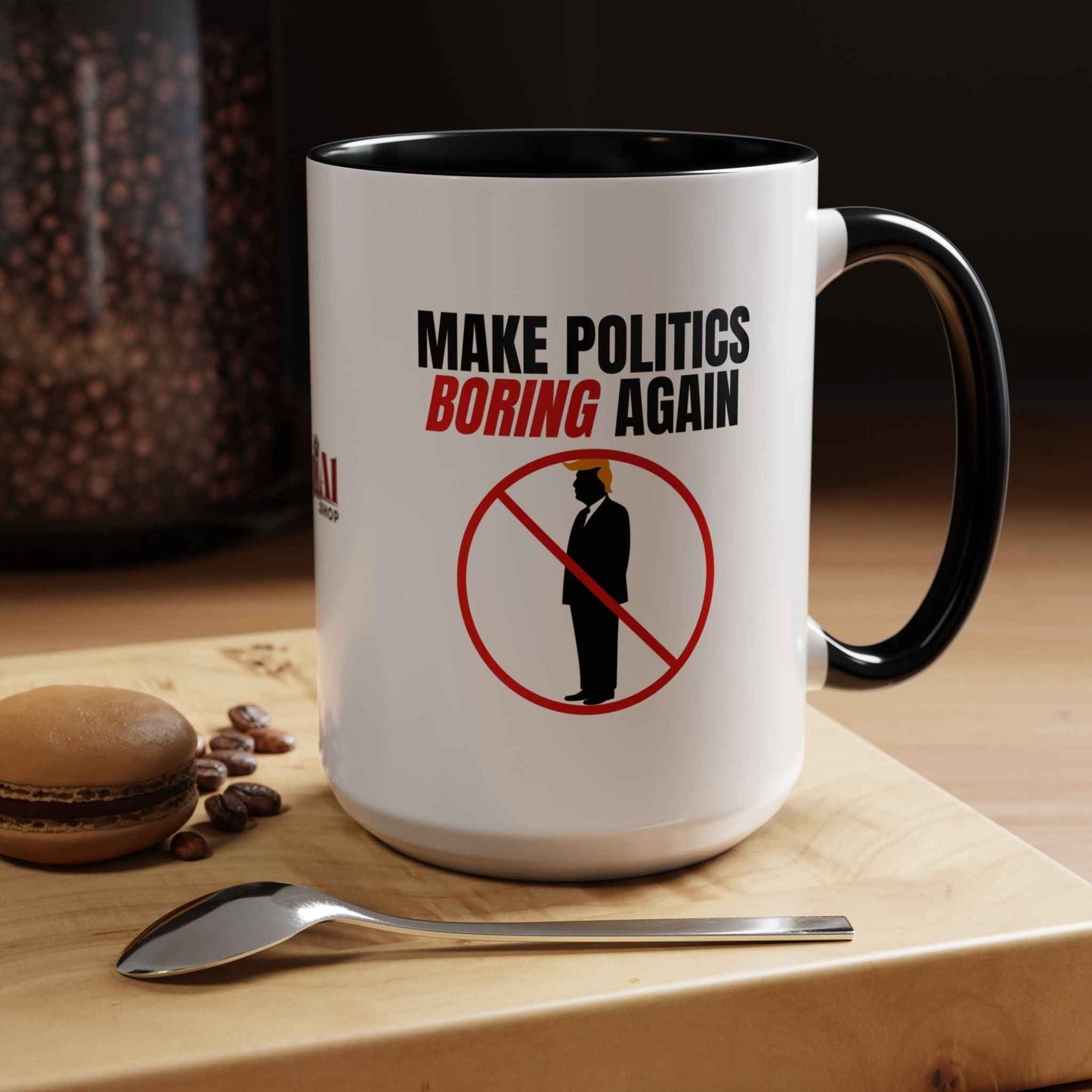 Make Politics Boring Again Parody Mug – Two-Tone Ceramic Coffee Cup