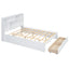 Elegant Queen Size Platform Bed with Storage Headboard, White