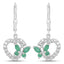 0.44 Carat Emerald and White Sapphire Sterling Silver Earrings