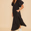 Robe Midi Noire à Manches Bouffantes Élégante pour Femmes