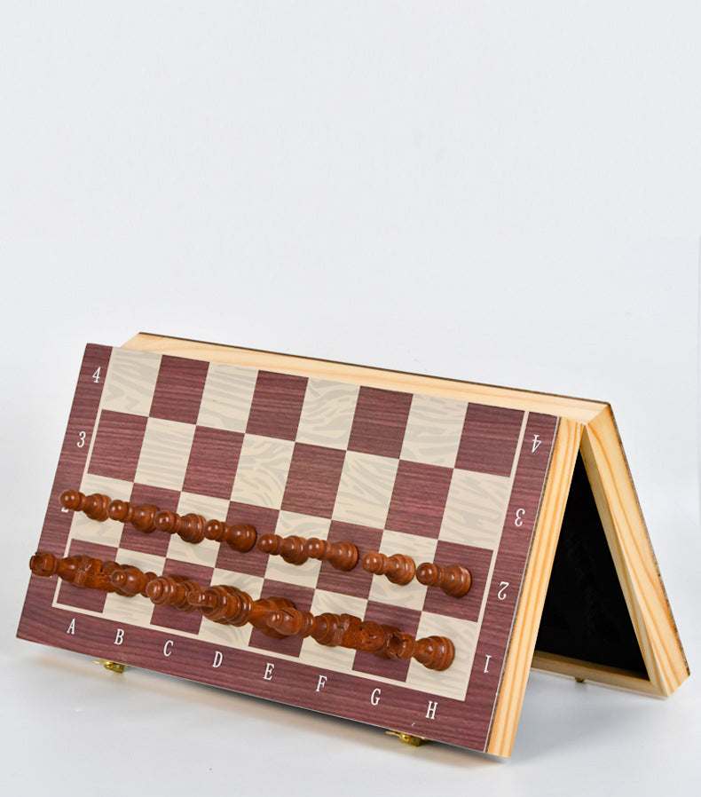 Wooden magnetic chess international checker solid wood chess pieces send the original queen two-in-one combination - Korvel