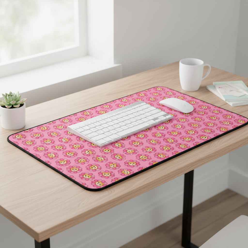 Tapis de bureau à motif de chat rose Blooming Chaos