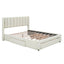 Full Size Upholstered Platform Bed with One Large Drawer in the Footboard and Drawer on Each Side Beige - Korvel