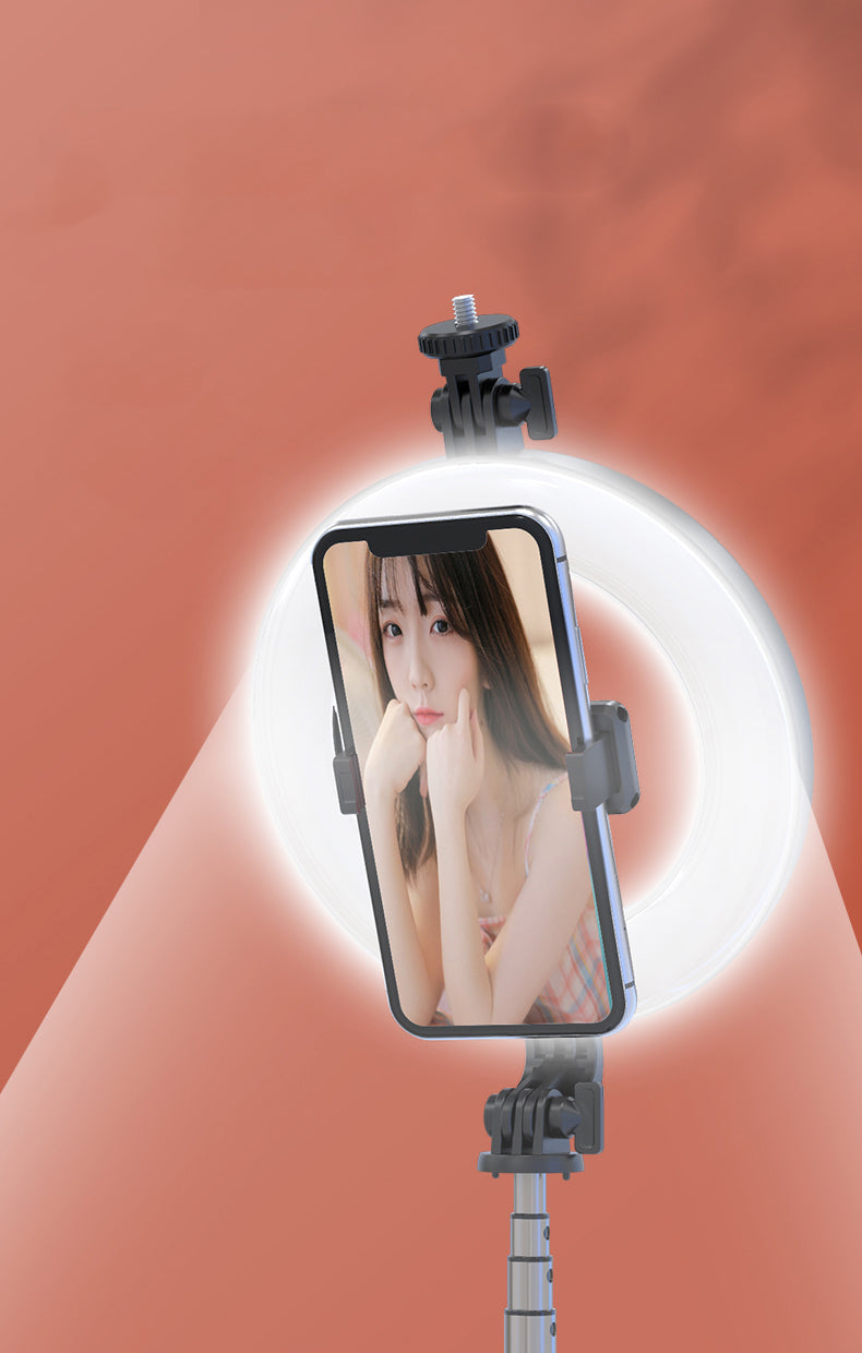 New P40D Portable Selfie Stick With 6 Inches Round Net Celebrity Beauty Fill Light Mobile Phone Live Support - Korvel