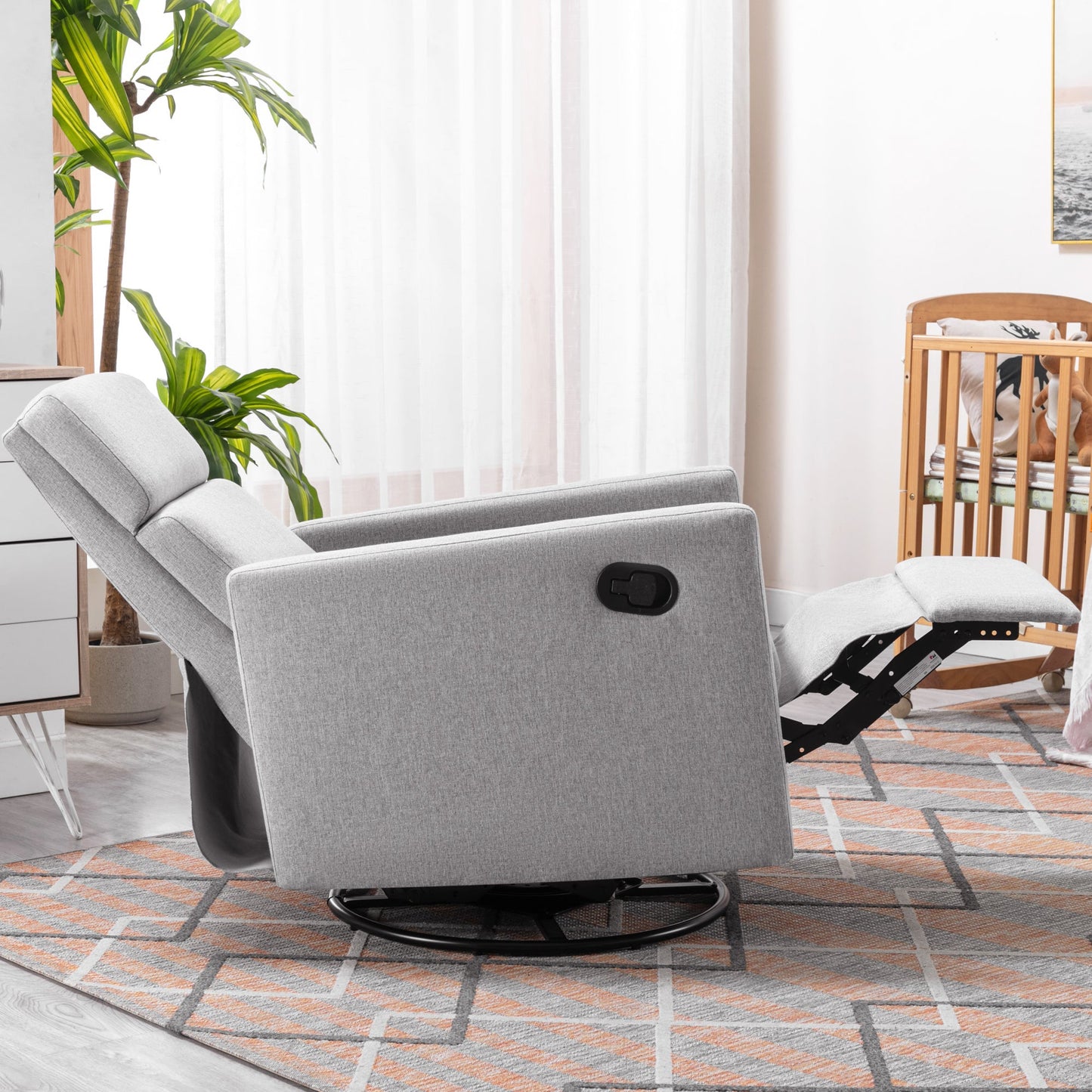 Chaise à bascule rembourrée moderne pour nursery - Gris