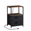 Tea table with charging station, bedside table with USB port, socket and cloth bag, 2 drawers - Korvel