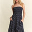 Robe tube florale smockée avec poches pour l'été