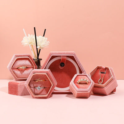 Elegant Hexagonal Velvet Jewelry Box
