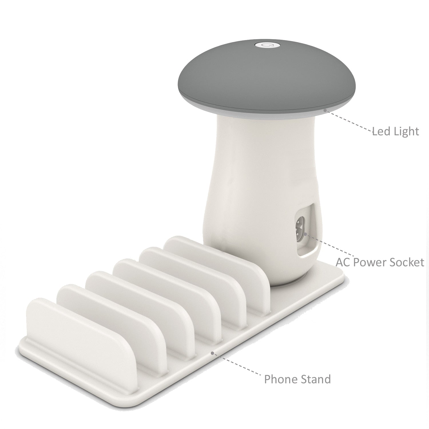 Multi Port Quick charger 3.0 Mushroom Lamp QC3.0 Charge for smart phone  Led Lamp USB Charging Station Dock - Korvel