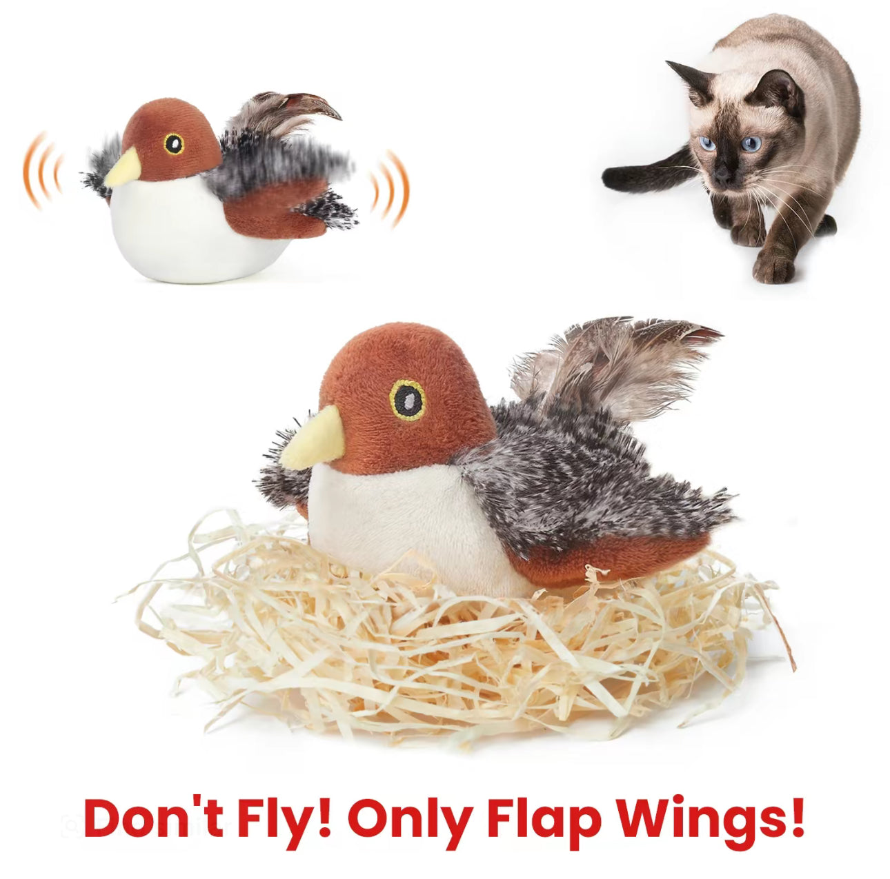 ChirpPaws Oiseau Battant - Jouet Interactif pour Chat