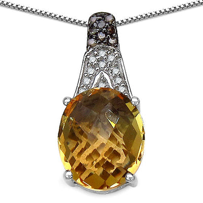 Pendentif en argent sterling avec citrine et diamants de 4,50 carats