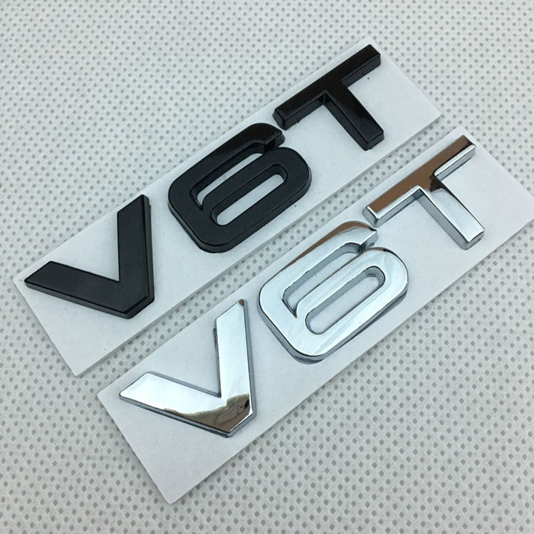 Suitable for Audi V6T V8T metal logo A4LA6LS7Q5Q3 displacement personalized modification leaf plate car sticker - Korvel