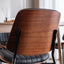 2-piece retro linen chair set with curved wooden backrest, cushioned seat, adjustable metal legs, (Black PU) - Korvel