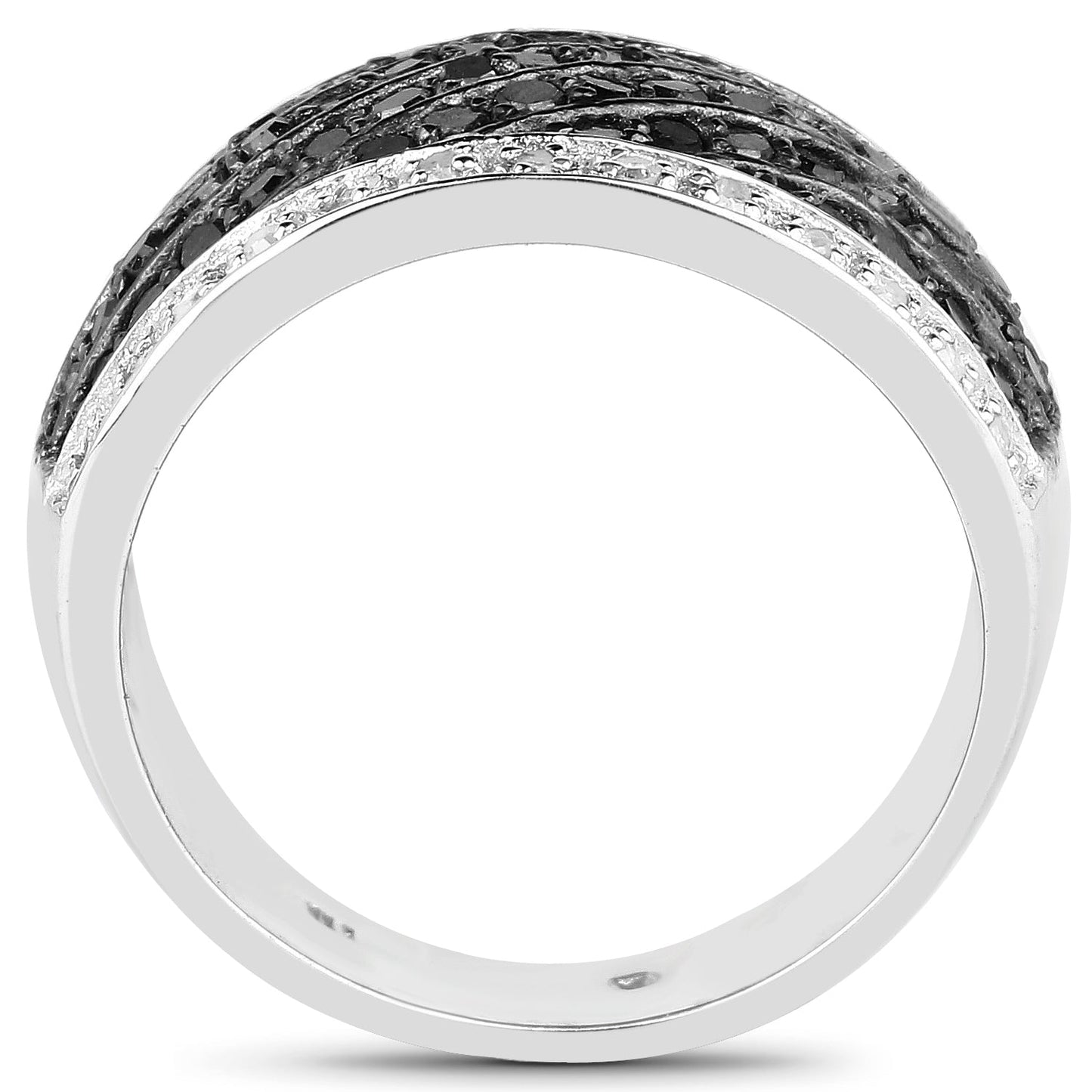 Bague de fiançailles en argent sterling avec diamants noirs et blancs de 0,79 carat