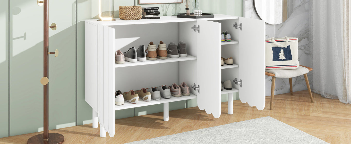 ON-TRANS Cream Style Shoe Cabinet with Adjustable Legs