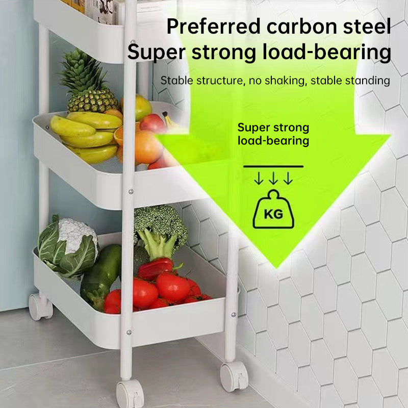 3 - tier rolling metal utility cart with wheels. Multifunctional, for kitchen, etc. Model: FRUTA - 001 1690 2090 - Korvel