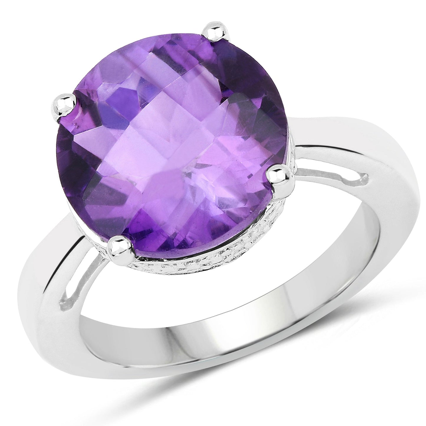 Bague en argent sterling avec améthyste véritable de 5,60 carats