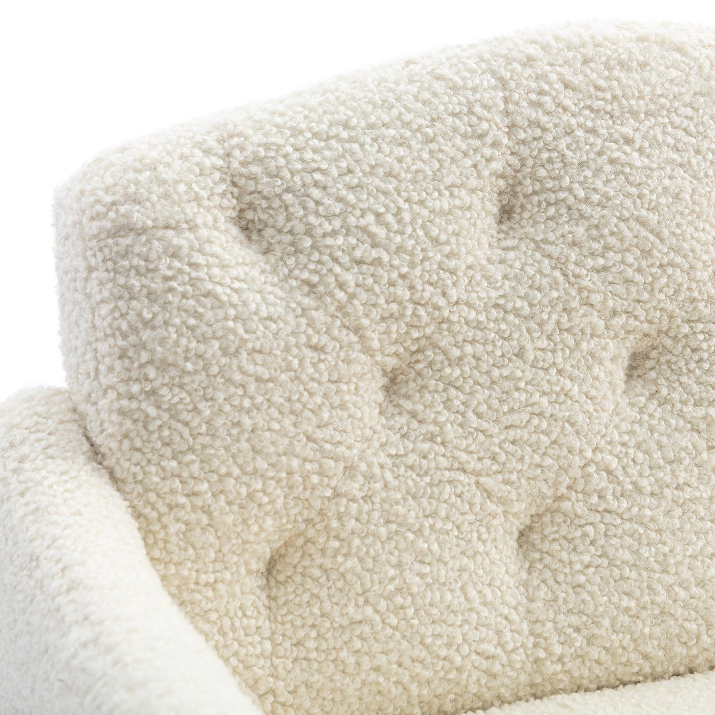COOLMORE modern style armchair, plush decorative fabric armchair with golden metal legs (white teddy bear) - Korvel