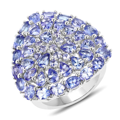 Bague en cluster en tanzanite véritable de 5,93 carats en argent sterling