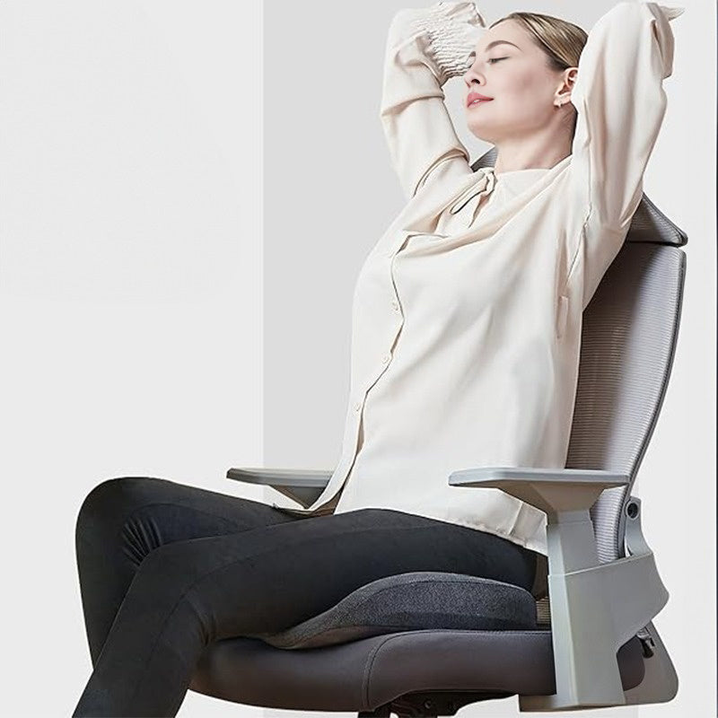 Memory Foam Coccyx Cushion. Alleviates tailbone/sciatica/back pain. Non - slip for office/car seats. - Korvel