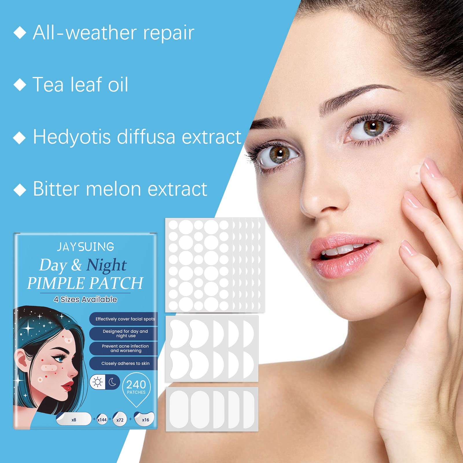Day And Night Acne Cover Face Acne Patch Comfortably Repair Skin Oil Control Cover Acne Patch - Korvel