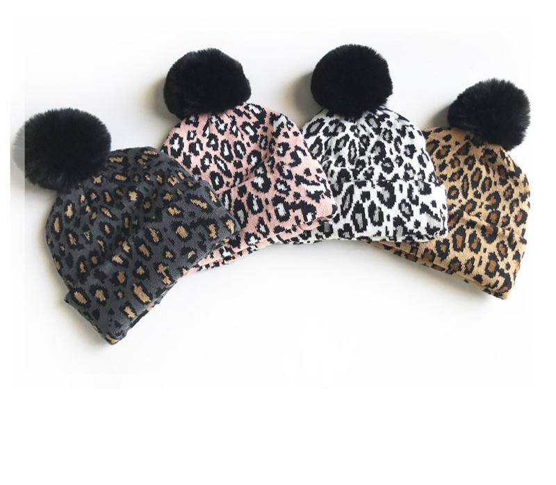 Elegant Leopard Design Winter Hats for Mothers and Children
