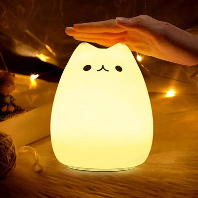 Colorful Cat Silicone Night Light - LED Cartoon Lamp