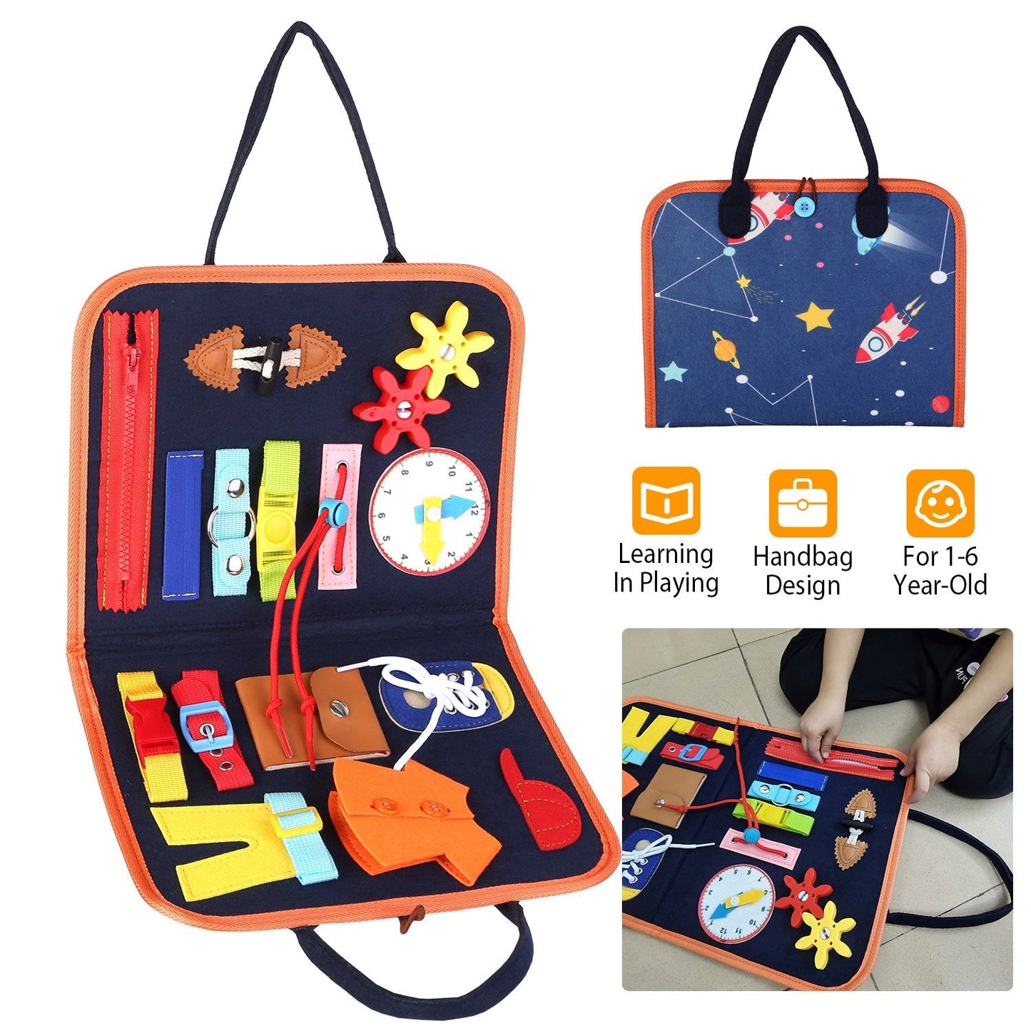 Tablero de Actividades para Niños - Juguete Educativo Montessori para Edades de 1 a 6 Años