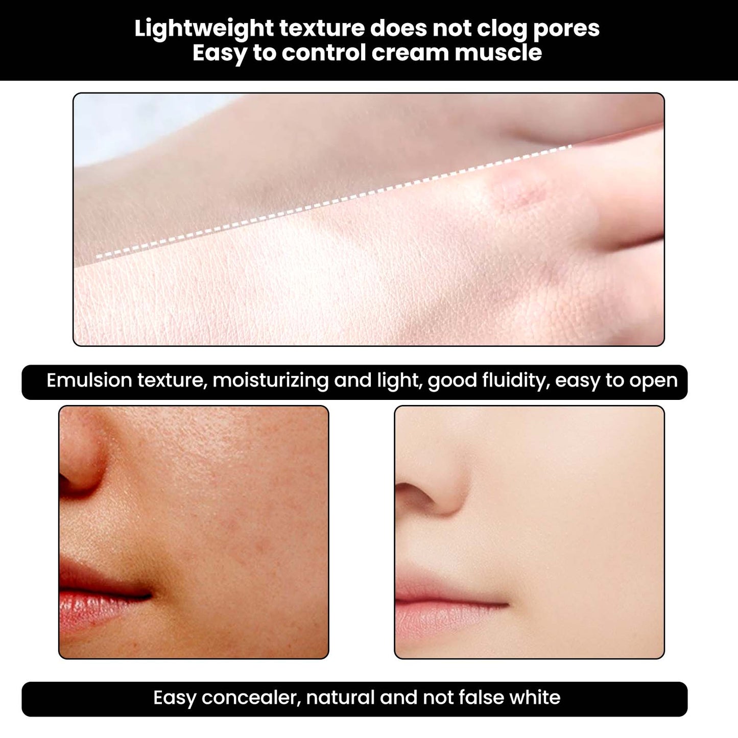Moisturizing Toning Cream, Light Makeup To Hide Spots Hydrating Moisturizing Beauty Brightening Cream For Lazy Skin - Korvel