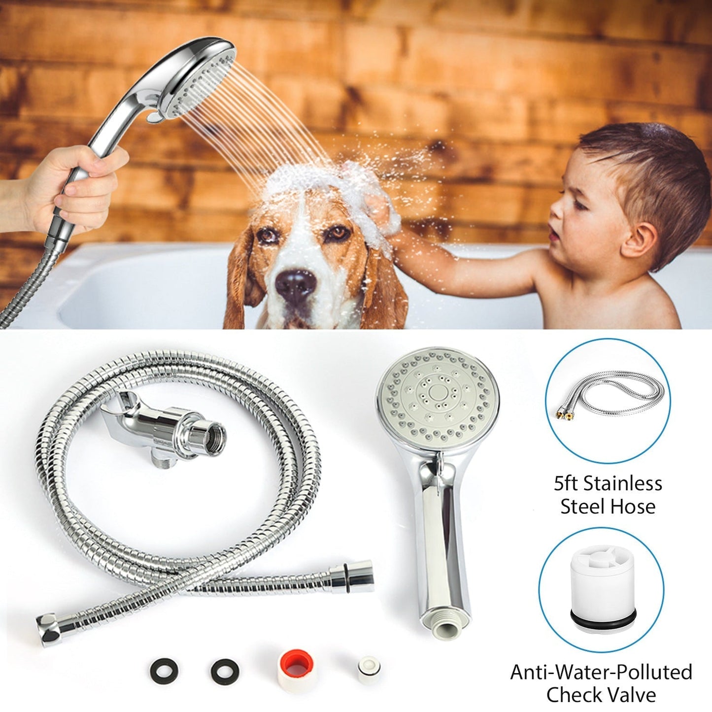 Cabezal de Ducha de Mano iMounTEK con 5 Configuraciones de Rocío