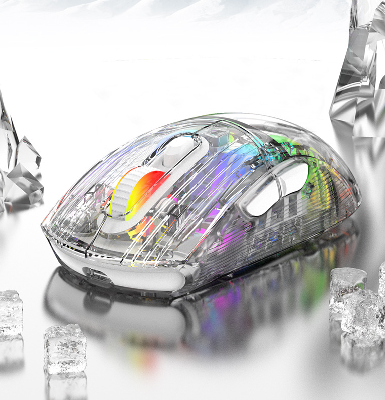 Luminous wireless Bluetooth the third mock examination transparent RGB mechanical mouse game video game mute mouse - Korvel