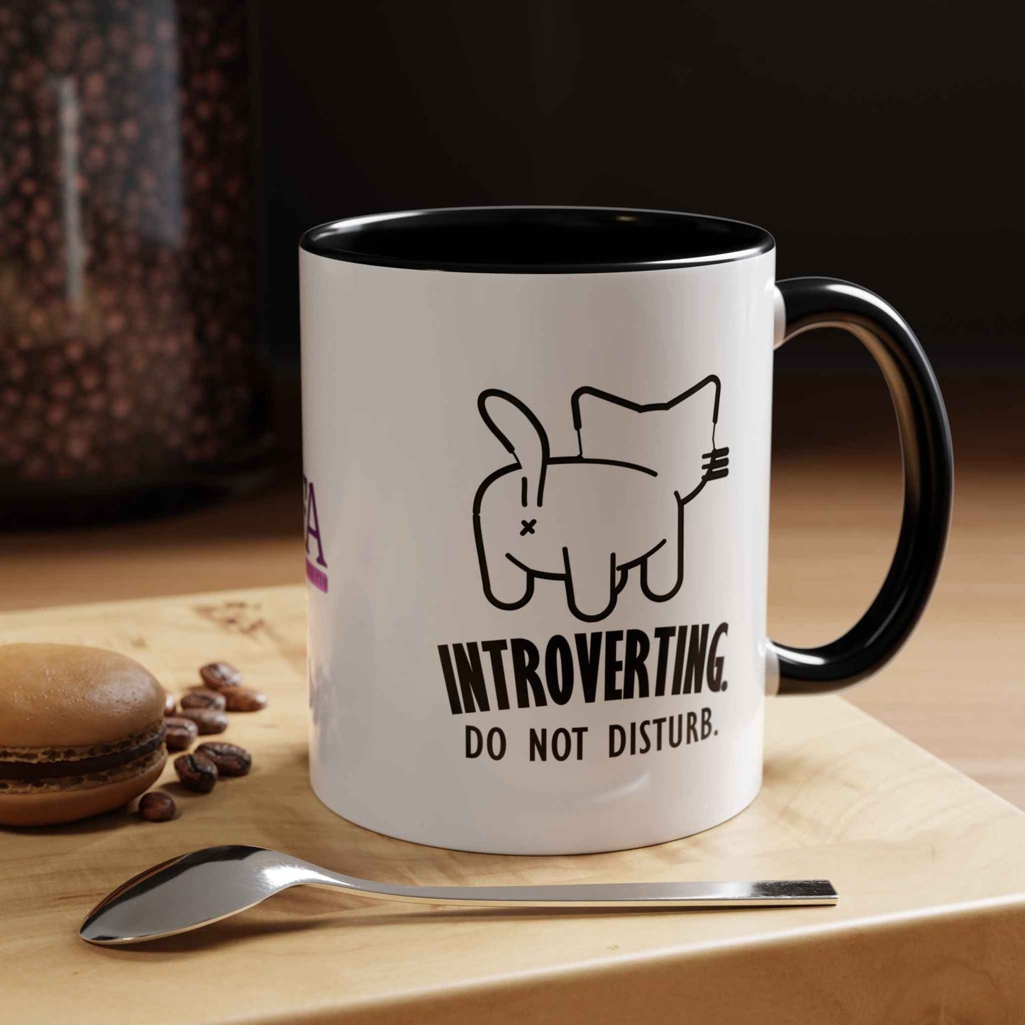 Introvertido. No molestar. Taza de café de gato en dos tonos