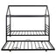 Twin Size Metal House Shape Platform Bed with Trundle - Black