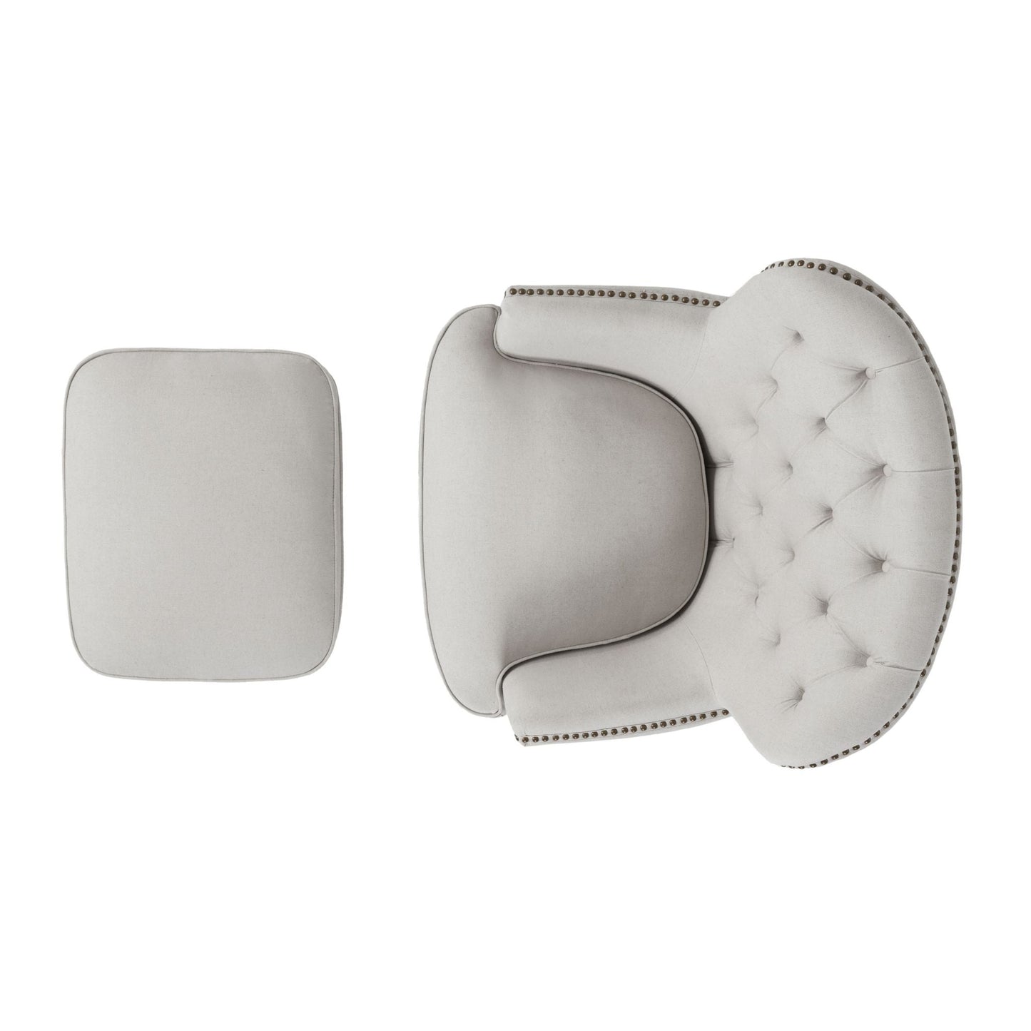Modern light grey fabric club chair and Ottoman set, stylish cushioned armchair, paired with Ottoman style - Korvel