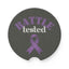 Battle Tested Epilepsy Awareness Soapstone Car Coaster - Purple Ribbon