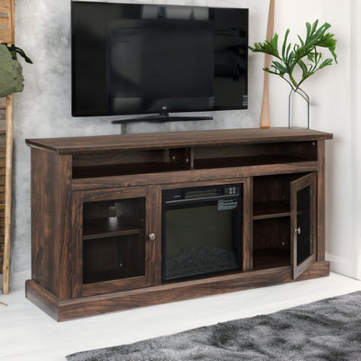 Soporte de Medios para Televisión Contemporáneo con Inserto de Chimenea de 18"