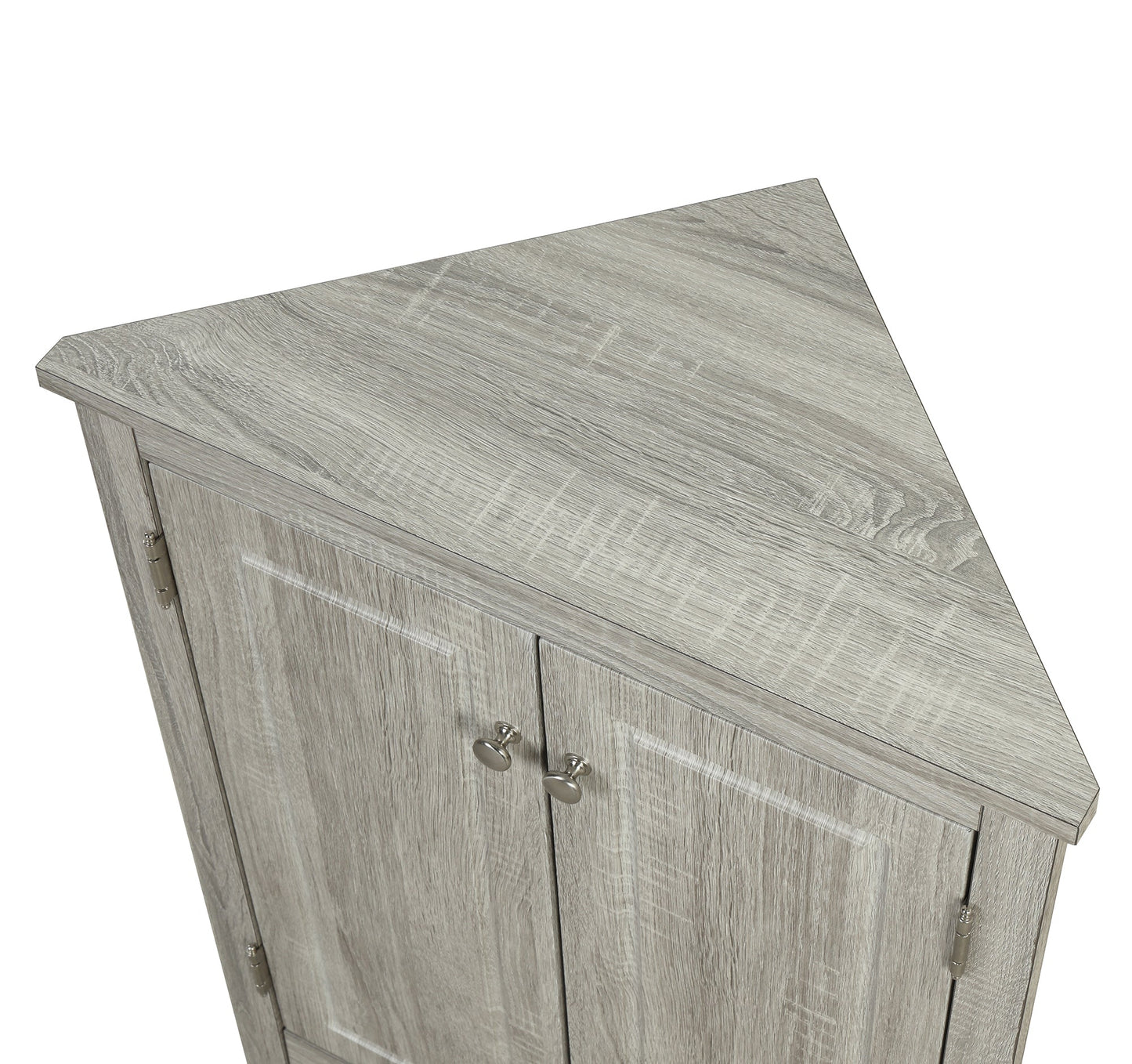Oak Triangle Bathroom Storage Cabinet with Adjustable Shelves, Freestanding Floor Cabinet for Home Kitchen - Korvel