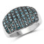 Anillo de Compromiso de Diamantes Azules y Blancos de 0.83 Quilates en Plata de Ley