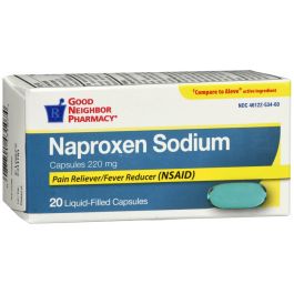 GNP Naproxeno Sódico 220 mg Gel Blando Analgésico, 20 Contenido