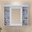 35'' x 28'' Blue Wall Mounted Bathroom Storage Cabinet with Mirror Door, Modern Bathroom Wall Cabinet with Mirror - Korvel