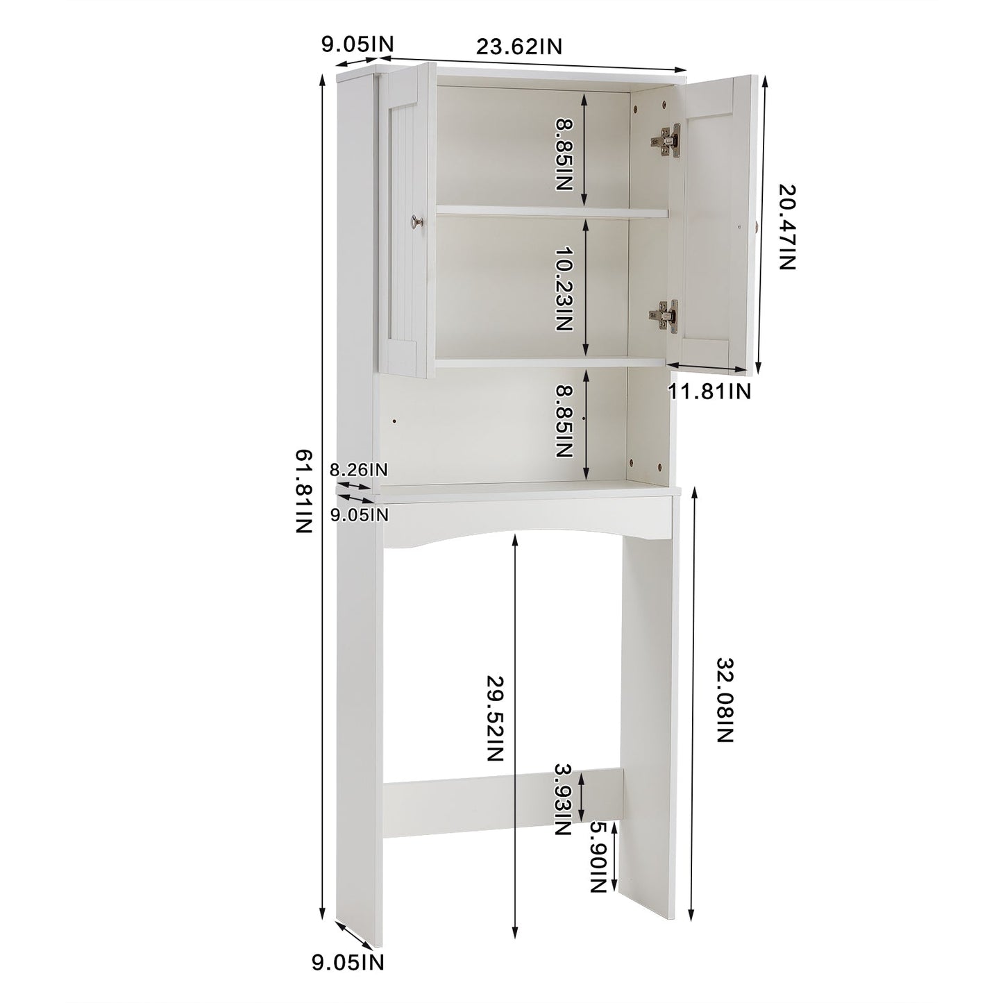 Home Bathroom Shelf Over-The-Toilet, Bathroom SpaceSaver, Bathroom Storage Cabinet Organizer,White - Korvel