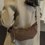 PU Leather Strap Suede Shoulder Bag - Korvel