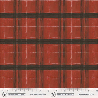 Window Pane Plaid Carn Red Cotton Fabric - 43”/44” Per Yard
